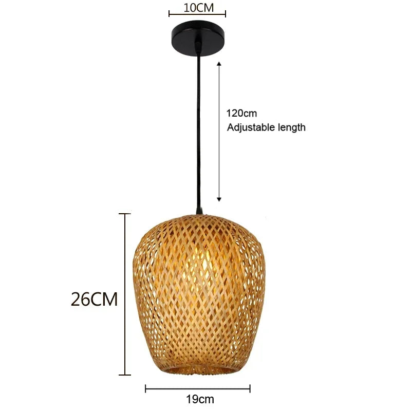 chandelier japonais en rotin