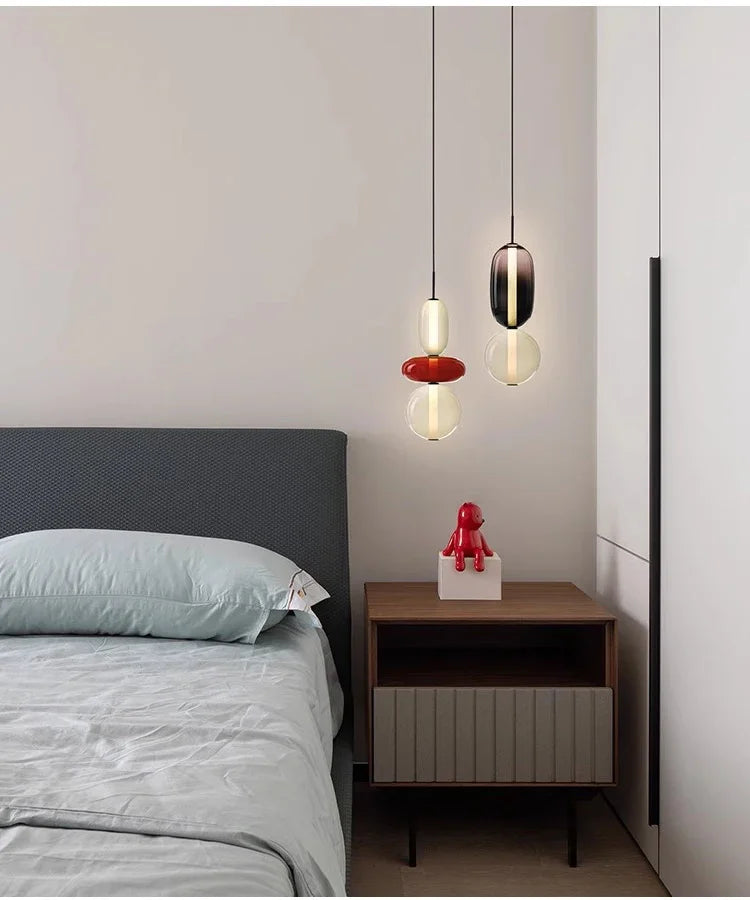 2025 Post Modern Bedside Chandelier Creative Color Candy Pendant Lamp Italian Design Restaurant Display Window Glass Pendant Lamp