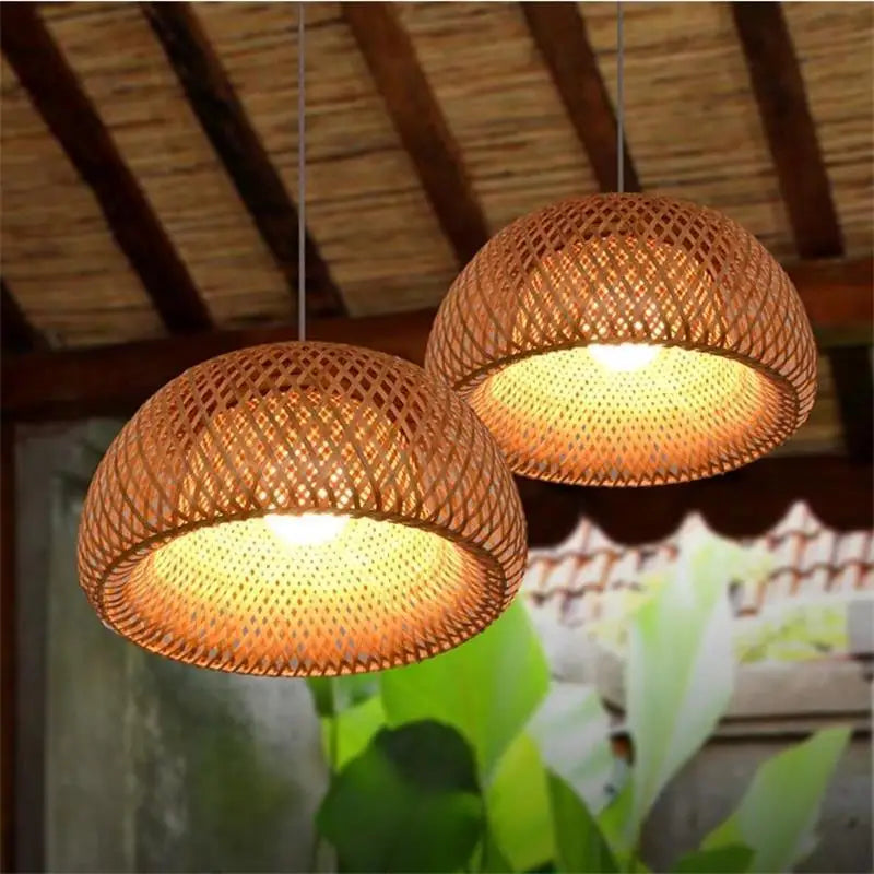 2025 Bamboo Pendant Lamps Hand Knitted Chinese Style Weaving Hanging Lamps 26Cm Restaurant Home Decor Lighting Fixtures HOT