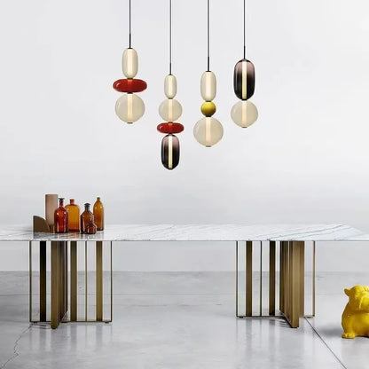 Modern Colorful Glass Hanging Pendant Light Chandelier for Loft Living Room Restaurant Nordic Coffee Restaurant Lighting Fixture