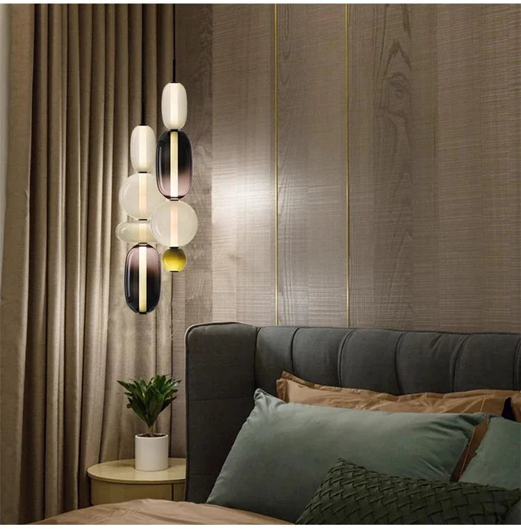 2025 Post Modern Bedside Chandelier Creative Color Candy Pendant Lamp Italian Design Restaurant Display Window Glass Pendant Lamp