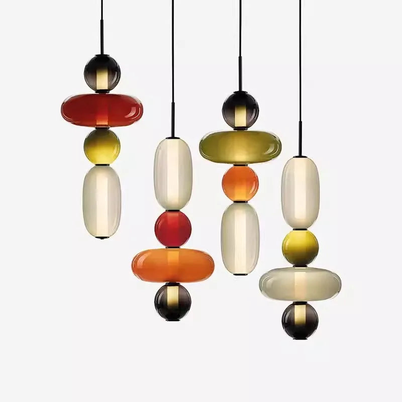 Modern Colorful Glass Hanging Pendant Light Chandelier for Loft Living Room Restaurant Nordic Coffee Restaurant Lighting Fixture