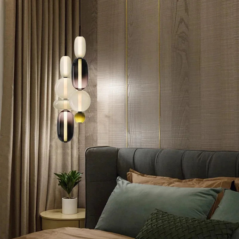 2025 Post Modern Bedside Chandelier Creative Color Candy Pendant Lamp Italian Design Restaurant Display Window Glass Pendant Lamp