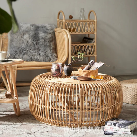 table basse d appoint en rotin  duo ou solo