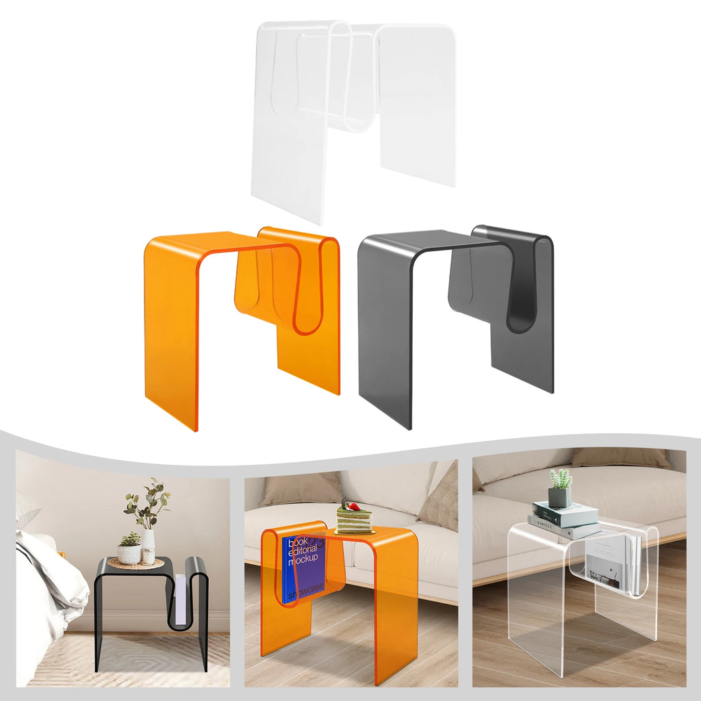table basse d appoint en acrylique design courbe et couleur varier