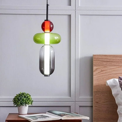 Modern Colorful Glass Hanging Pendant Light Chandelier for Loft Living Room Restaurant Nordic Coffee Restaurant Lighting Fixture