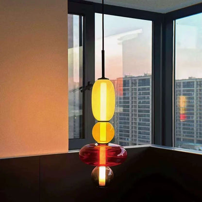 Modern Colorful Glass Hanging Pendant Light Chandelier for Loft Living Room Restaurant Nordic Coffee Restaurant Lighting Fixture