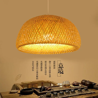2025 Bamboo Pendant Lamps Hand Knitted Chinese Style Weaving Hanging Lamps 26Cm Restaurant Home Decor Lighting Fixtures HOT