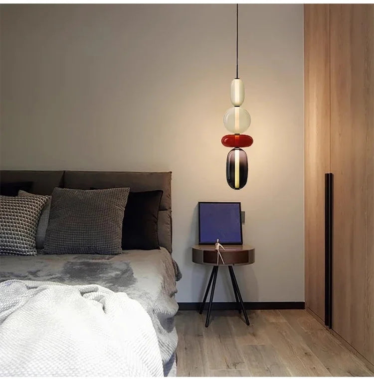 2025 Post Modern Bedside Chandelier Creative Color Candy Pendant Lamp Italian Design Restaurant Display Window Glass Pendant Lamp