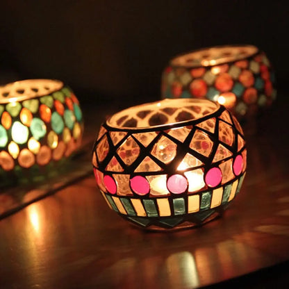 vase a chandelle mosaic en verre