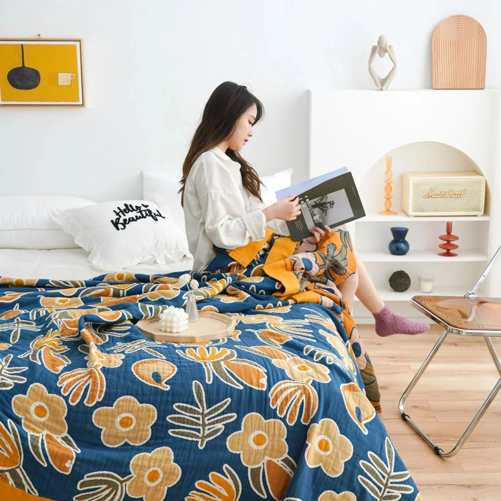 Nordic Throw Blankets Cotton Gauze Bedroom Leisure Bedspread on the Bed Boho Decor Sofa Blanket Sheet Double Cooling Quilt Thin