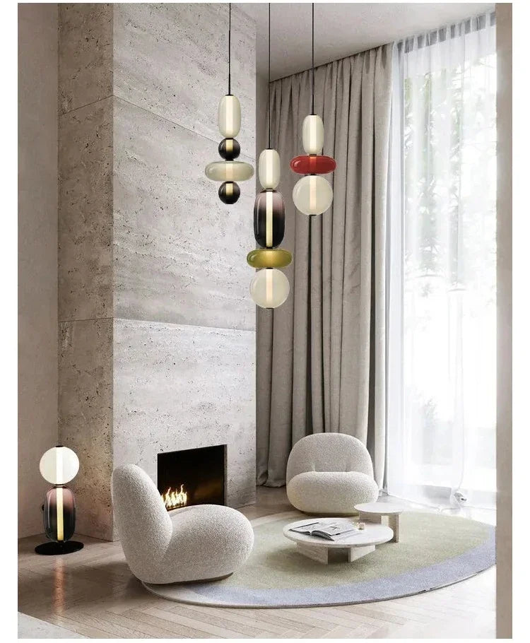 2025 Post Modern Bedside Chandelier Creative Color Candy Pendant Lamp Italian Design Restaurant Display Window Glass Pendant Lamp