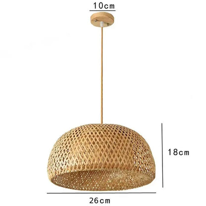 2025 Bamboo Pendant Lamps Hand Knitted Chinese Style Weaving Hanging Lamps 26Cm Restaurant Home Decor Lighting Fixtures HOT
