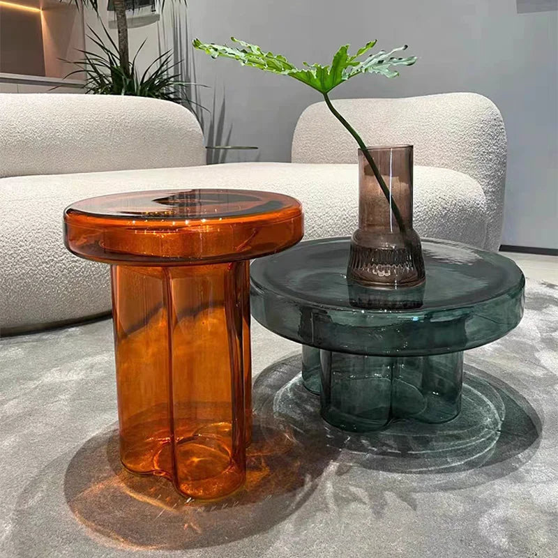table basse d appoint colorful en verre fait a la main , salon & chambre