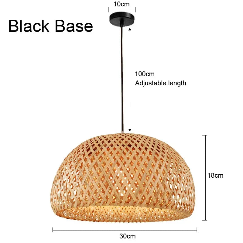 chandelier japonais en rotin