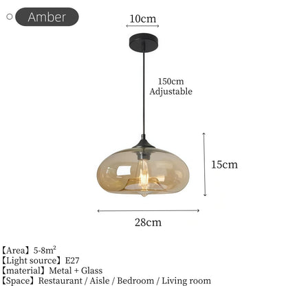 Minimalist LED Glass Hanging Light Nordic Creative Circular Pendant Light Cafe Kitchen Island Living Room Decor Pendant Lamp