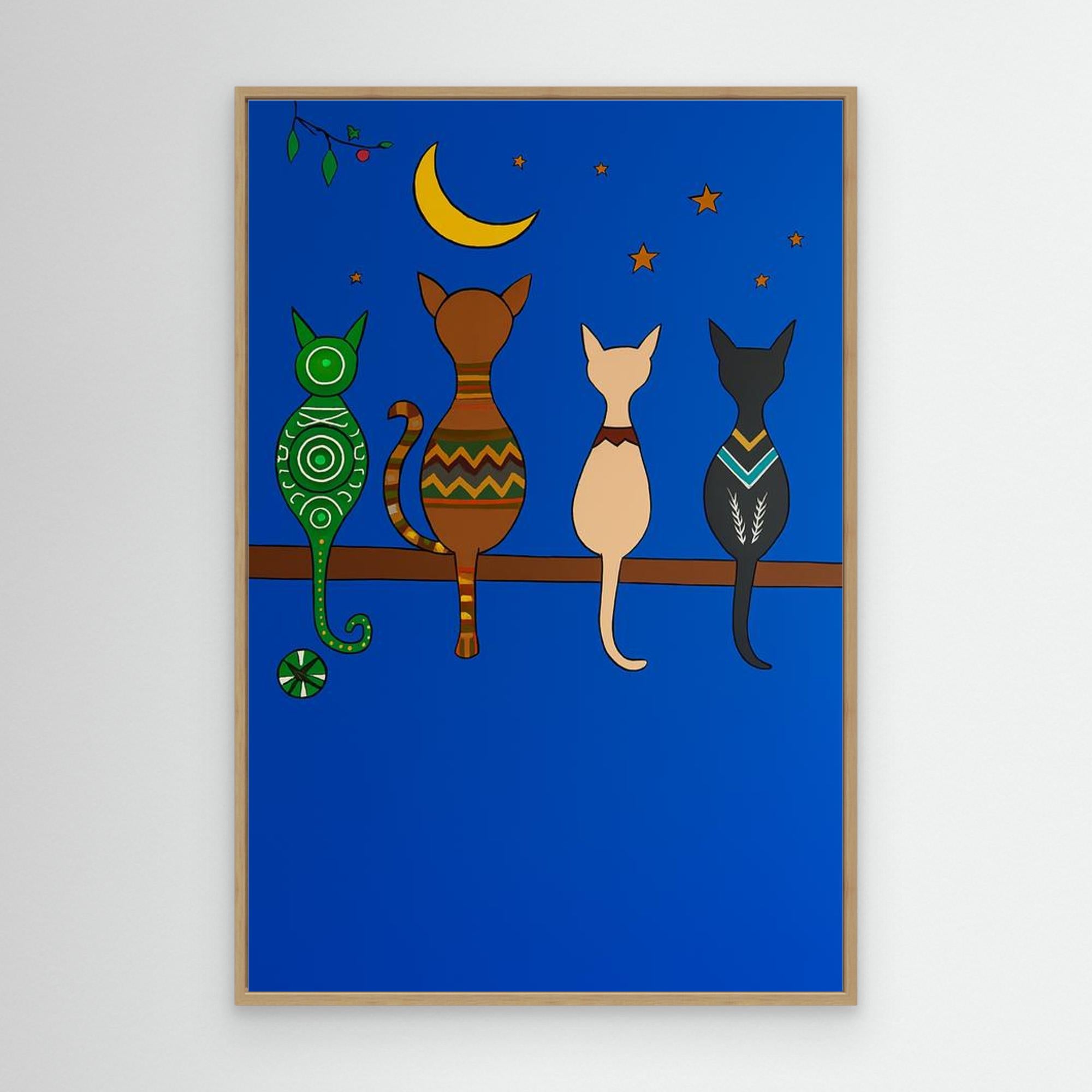 Cats looking at the Moon 
