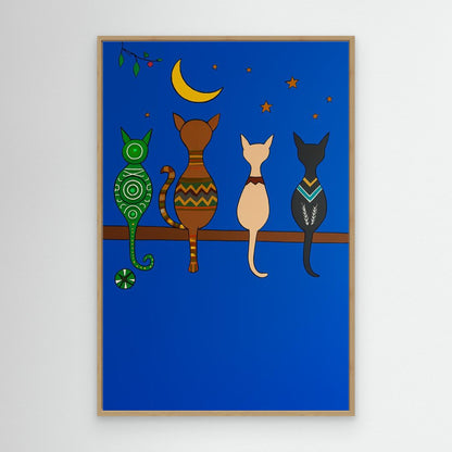Cats looking at the Moon 