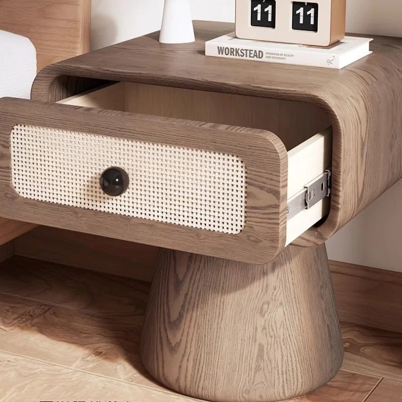 table basse d appoint en rotin tresse & bois