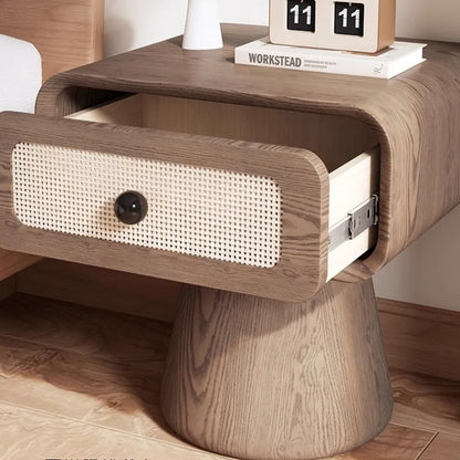 table basse d appoint en rotin tresse & bois