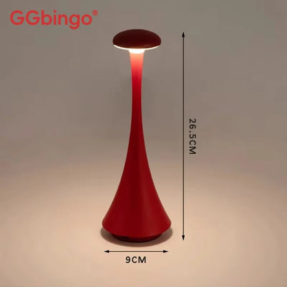 Ggbingo Mushroom Table Lamp, USB-C Rechargeable Wireless Touch Creative Night Light for Hotel, Bedroom & Home Atmosphere