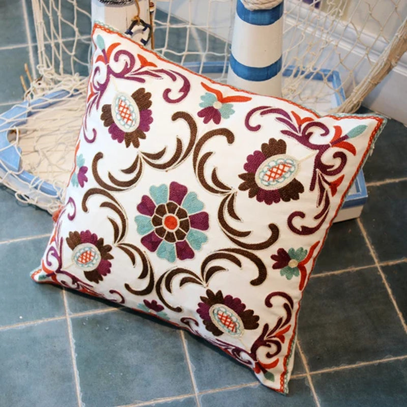 Pastoral Retro Embroidered Cushion Cover, Home Decor,Throw Pillow Cover,Nordic Style,Sofa,Living Room Cotton Pillowcases,45X45Cm
