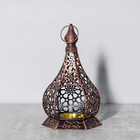 Moroccan Style Iron Art Hollow Retro Candle Holder Hanging Lantern Home Decor Craft Ornament for Home Living Room Garden