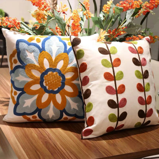 Pastoral Retro Embroidered Cushion Cover, Home Decor,Throw Pillow Cover,Nordic Style,Sofa,Living Room Cotton Pillowcases,45X45Cm
