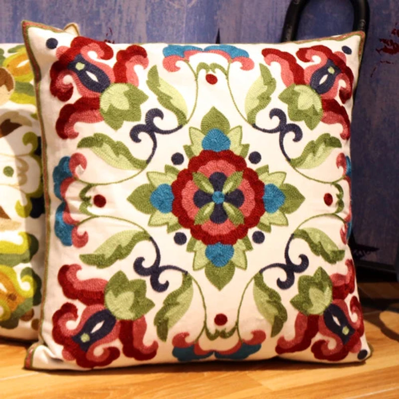 Pastoral Retro Embroidered Cushion Cover, Home Decor,Throw Pillow Cover,Nordic Style,Sofa,Living Room Cotton Pillowcases,45X45Cm