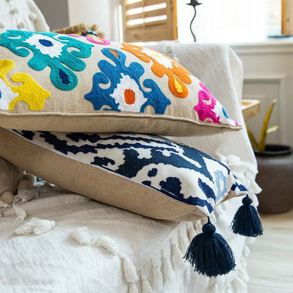 Boho Ethnic Style Sofa Decorative Pillows Covers Lengthen Flower Embroidered Cushion 60*30 for Bedroom Sofa Chair Lumbar Pillow