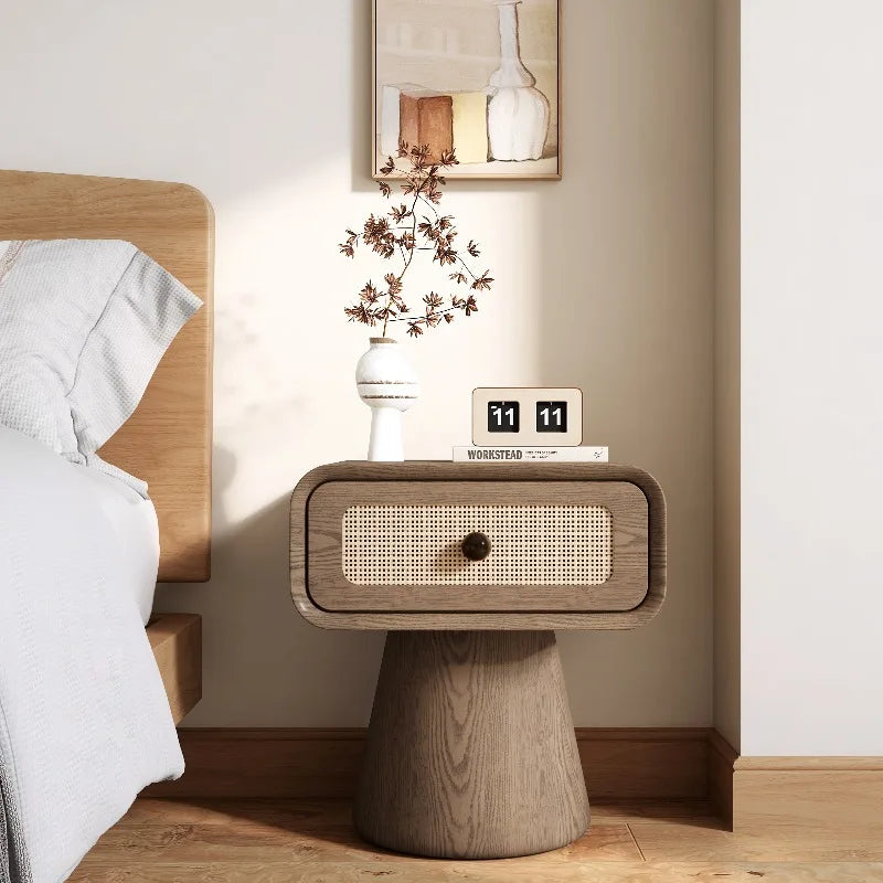 table basse d appoint en rotin tresse & bois