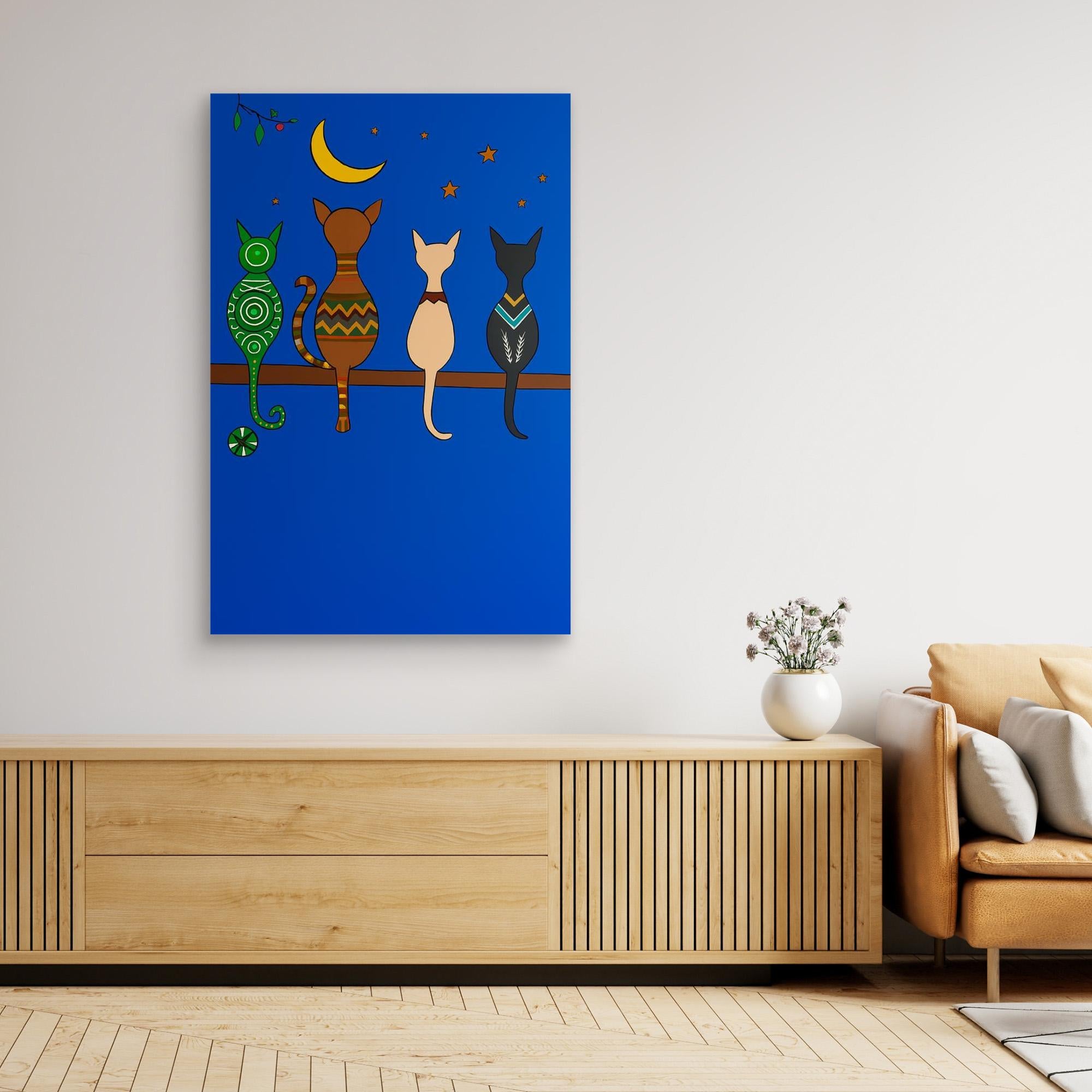 Cats looking at the Moon 