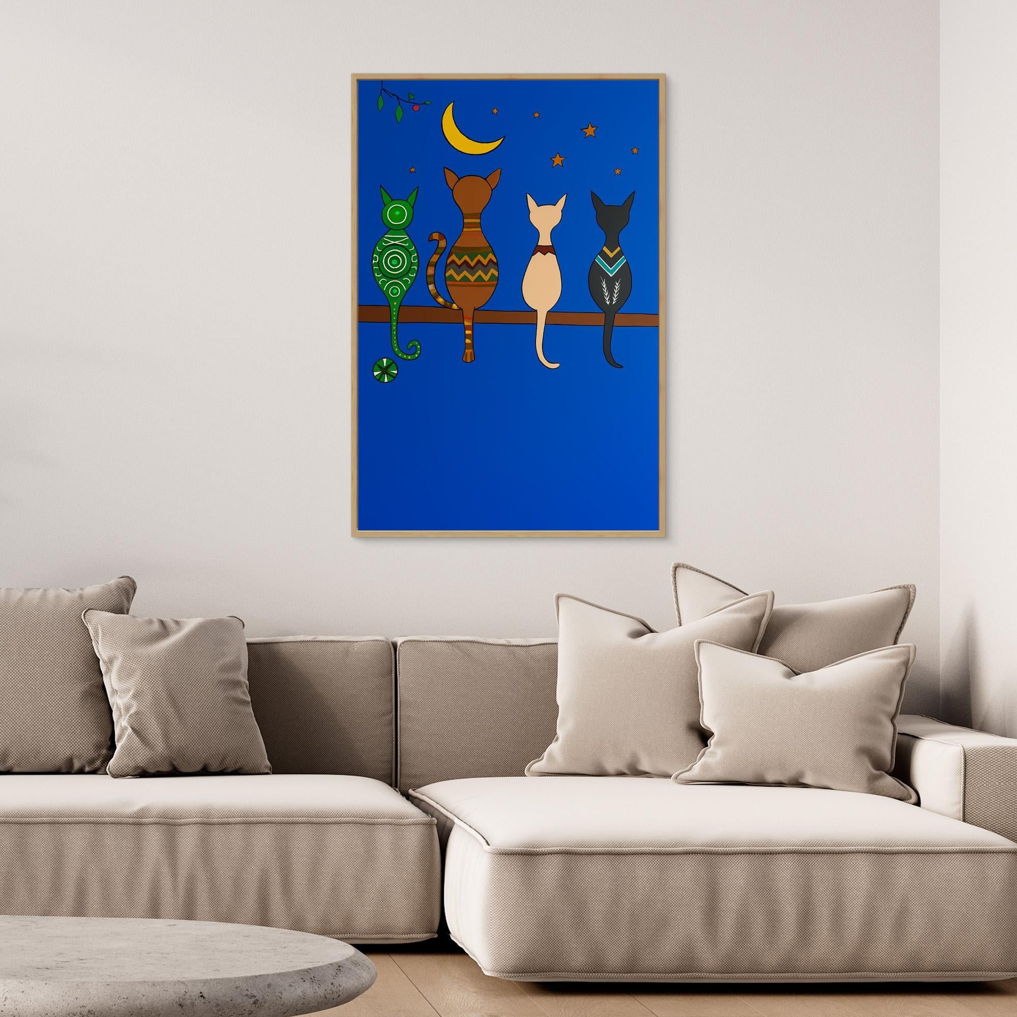Cats looking at the Moon 